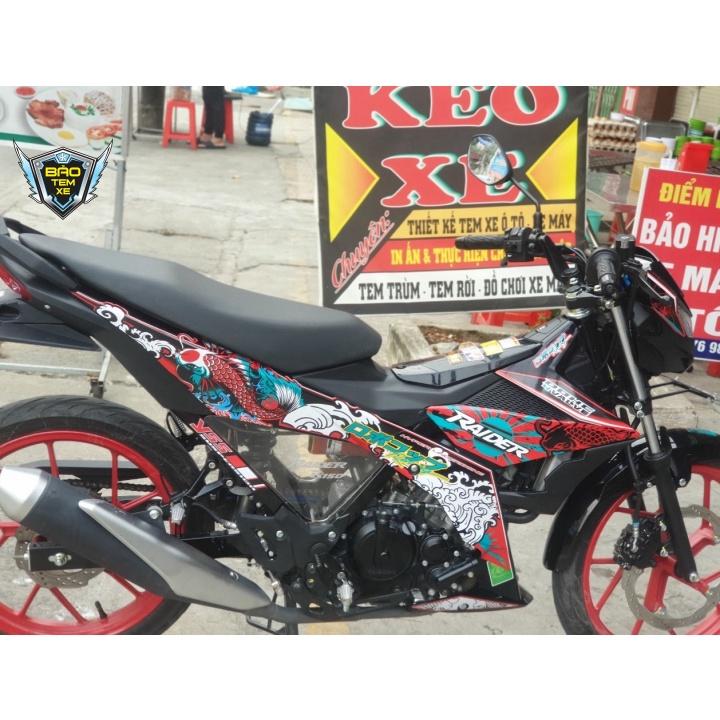 Tem rời dán xe raider fi cá chép đỏ đen