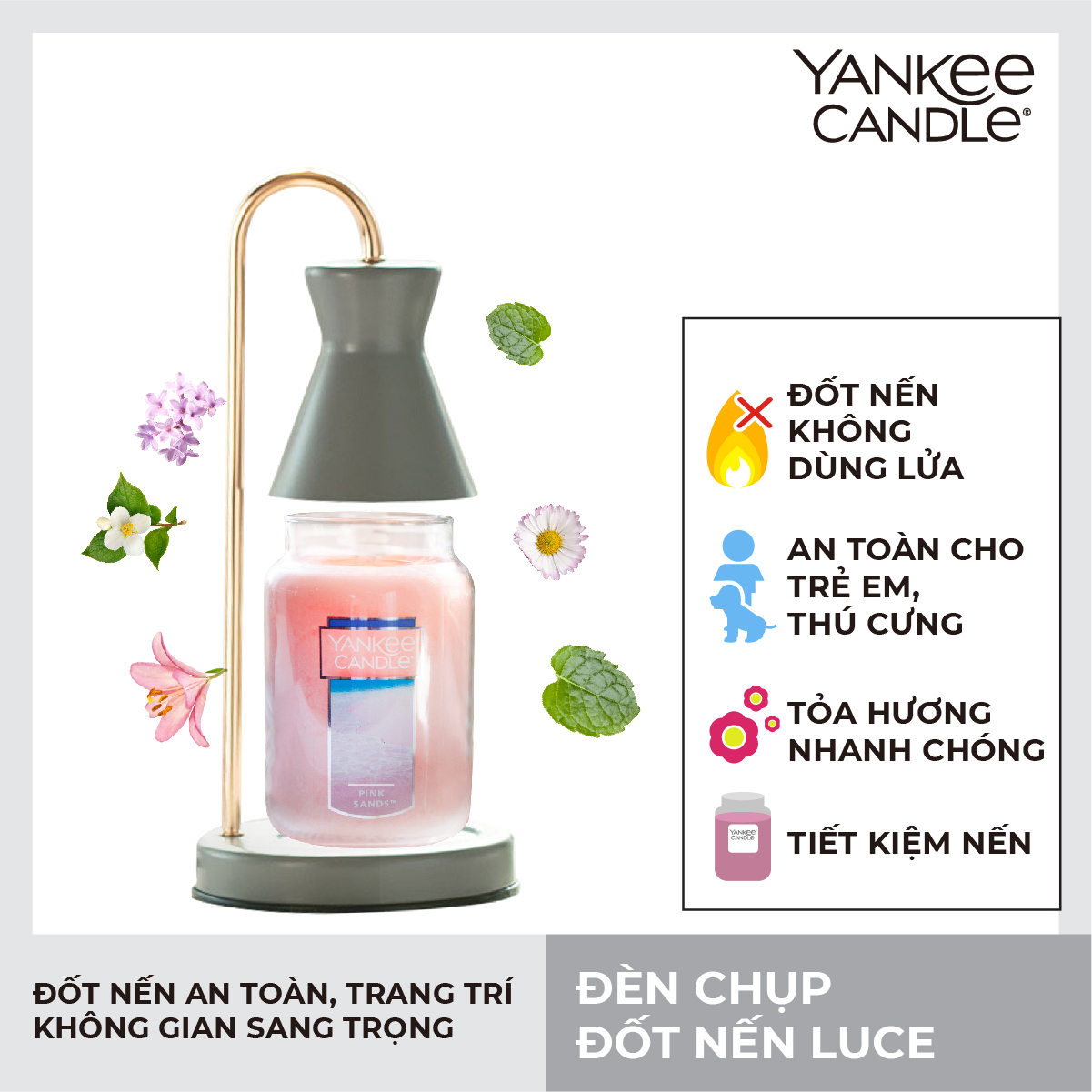 Đèn chụp đốt nến Yankee Candle - Grey Luce