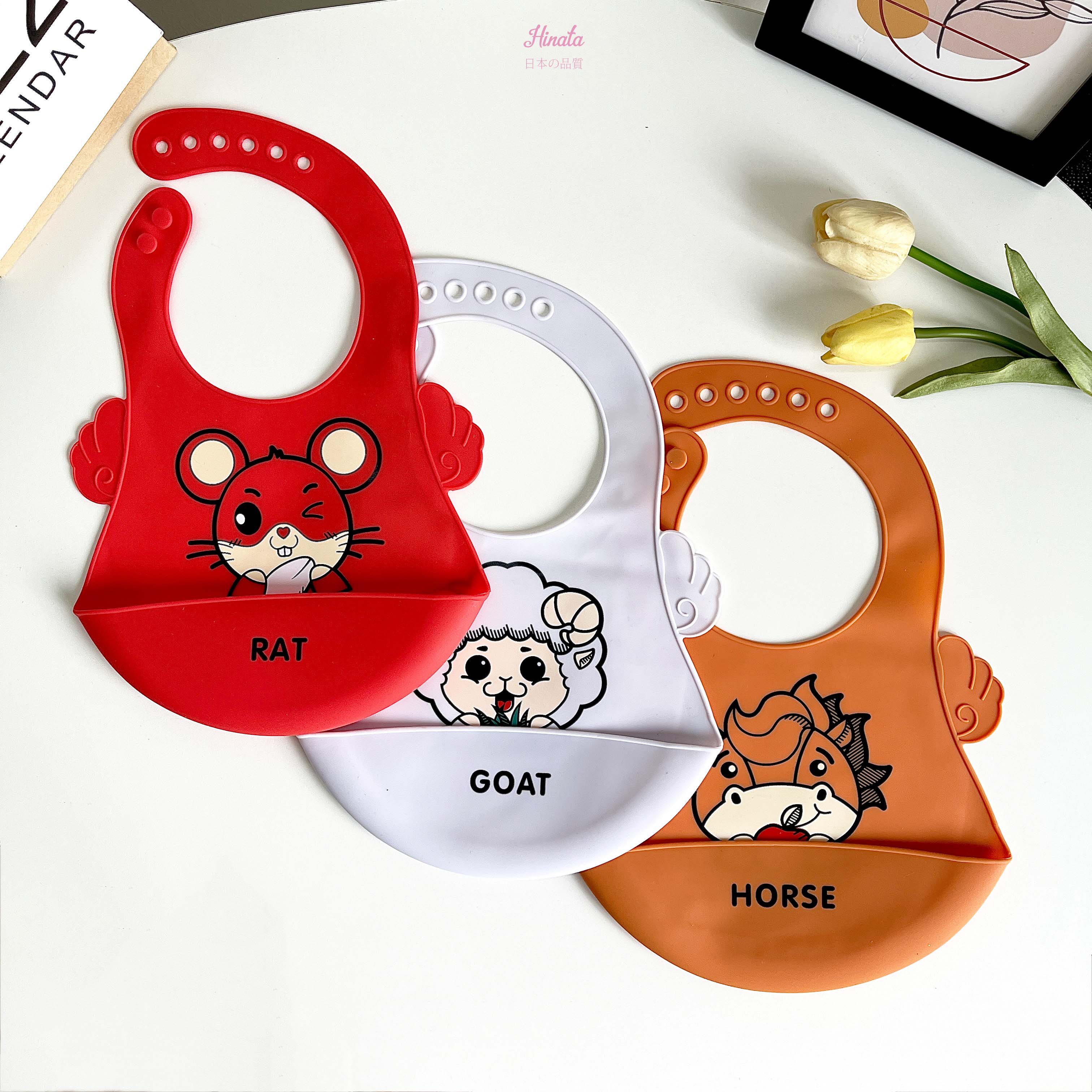 Set 2 Yếm silicone trẻ em em bé ba chiều không thấm nước Y09