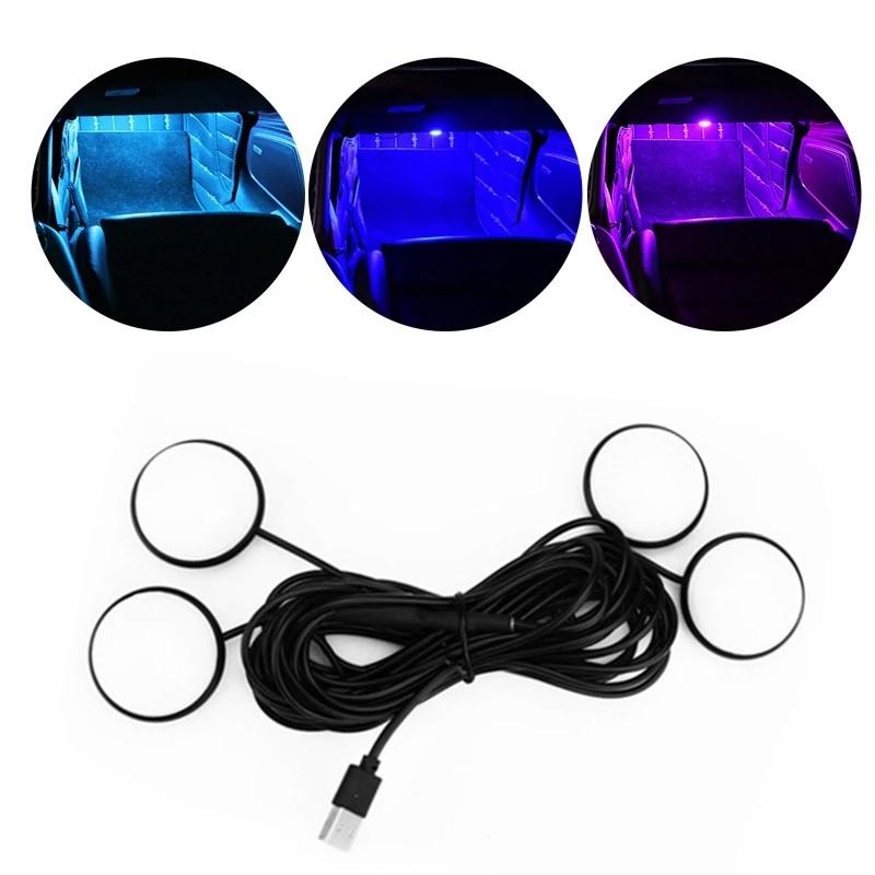 Đèn LED USB 4 Trong 1 Nhiều Màu Sắc Dùng Trang Trí Nội Thất Xe Ô Tô