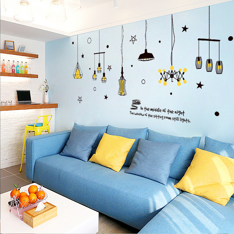 Decal dán tường Chùm đèn sao vàng 4 - HP375