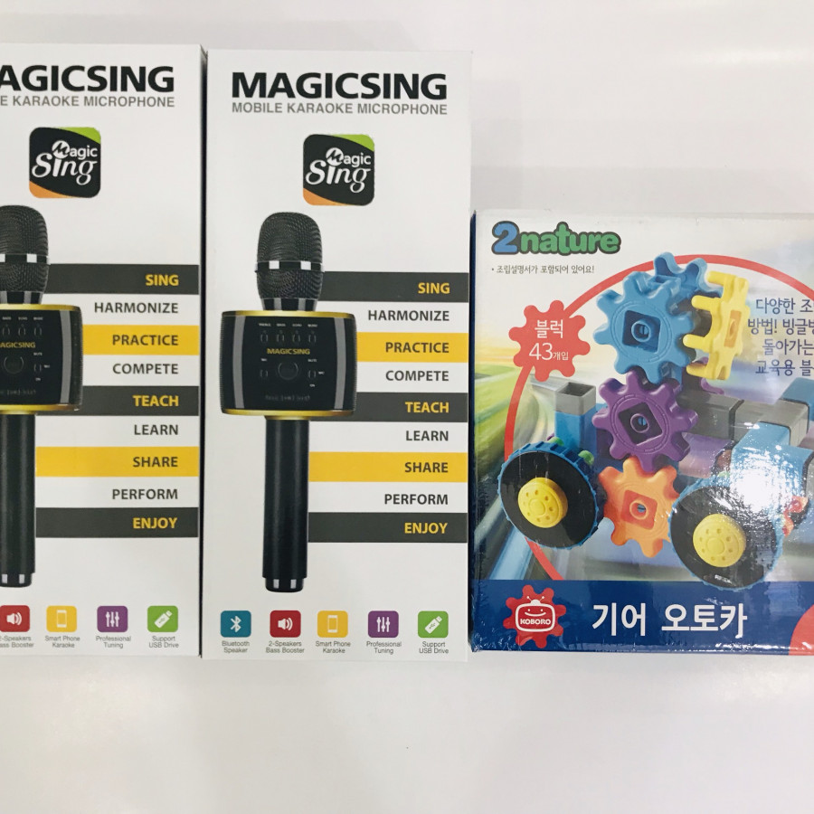 Combo 2 Micro Karaoke Magicsing MP30 hàng chính hãng + bộ đồ chơi bánh răng kỳ thú hàng nhập khẩu