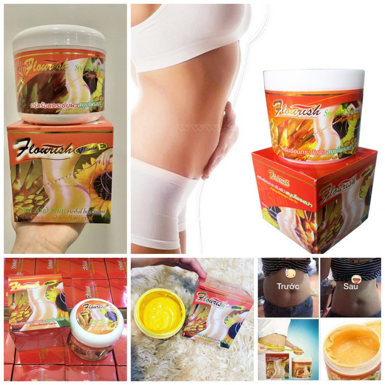 Kem tan mỡ bụng FLOURISH Thái Lan 700ml cao cấp giúp giảm nhanh mỡ thừa mang lại vòng eo thon gọn, hông đùi săn chắc loại tốt