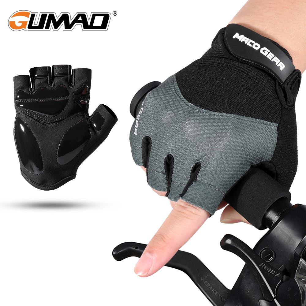 Đi xe đạp Găng tay nửa ngón tay thể thao MTB Road Bike chạy phòng tập thể dục chống trượt chống trơn Color: Black gray Size: XL