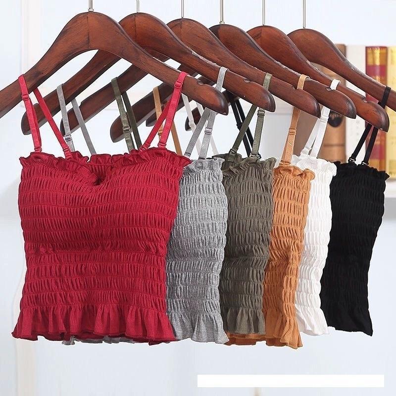 Áo Bra croptop nhún QUAI CÓ THỂ ĐIỀU CHỈNH, có mút ngực0.5cm dời, quai dời có thể điều chỉnh Hot trend, co giãn, nhiều màu để chọn lựa cho nữ Women Thun Dáng Ngắn
