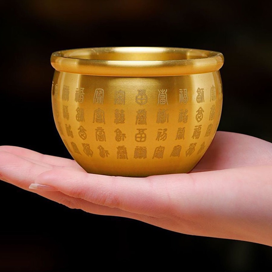 BÁT / CHẬU TỤ BẢO BÁCH PHÚC BẰNG ĐỒNG TẶNG 5 XU NGŨ ĐẾ KÍCH TÀI TỤ TÀI