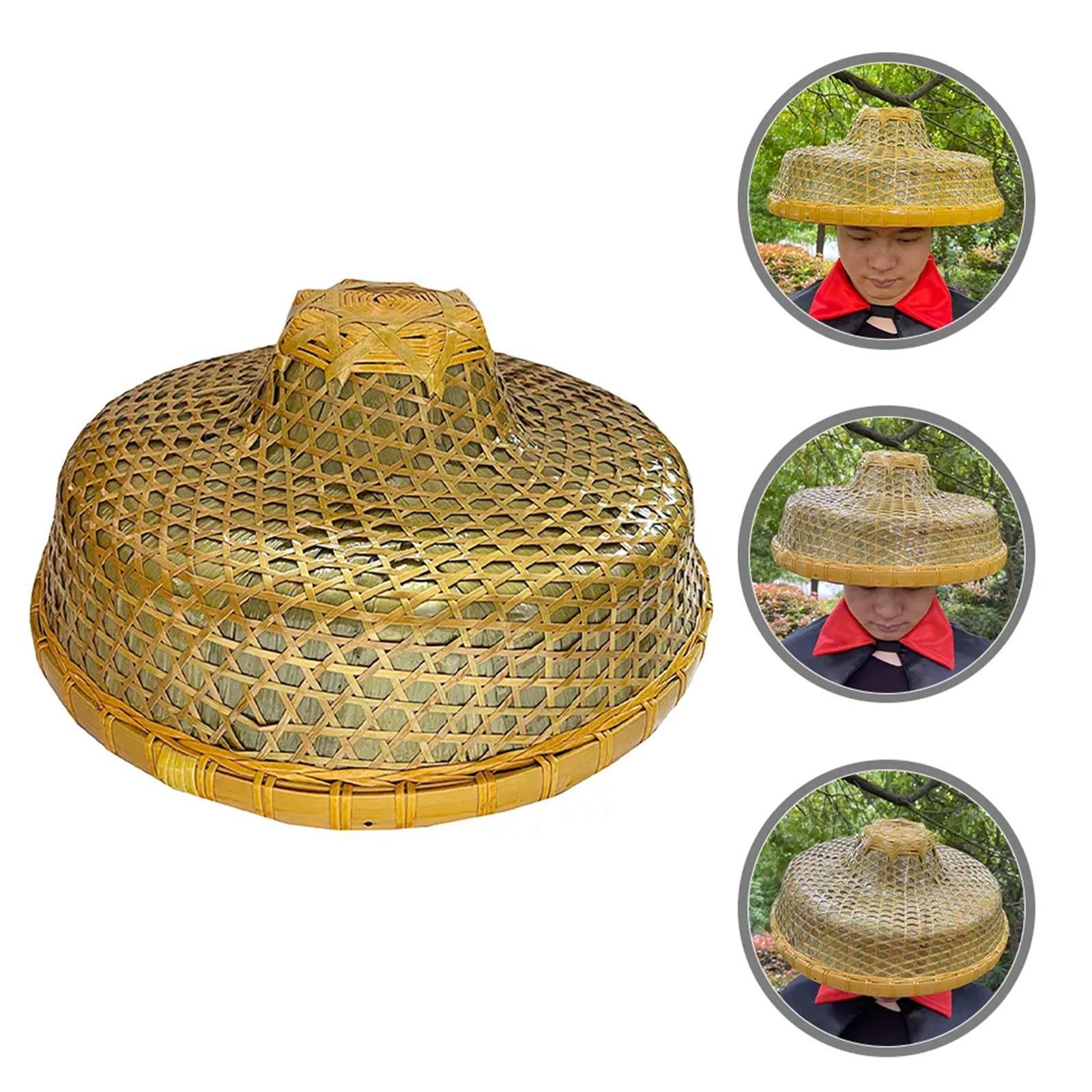 Bamboo Braided Hat Handicraft Rainproof Fishing Hat for Farming Beach Summer