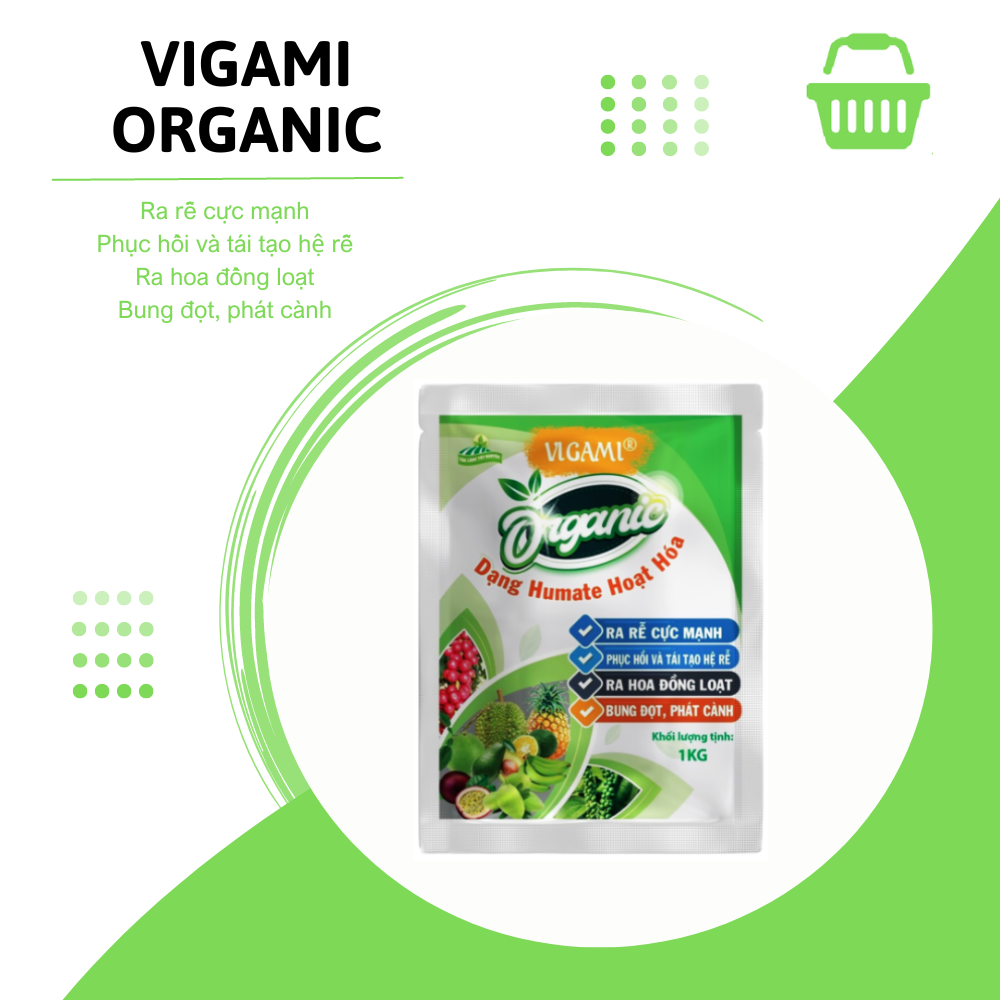 Phân bón Vigami Organic ra rễ, ra hoa, bung đọt, phát cành, đất tơi xốp 1kg