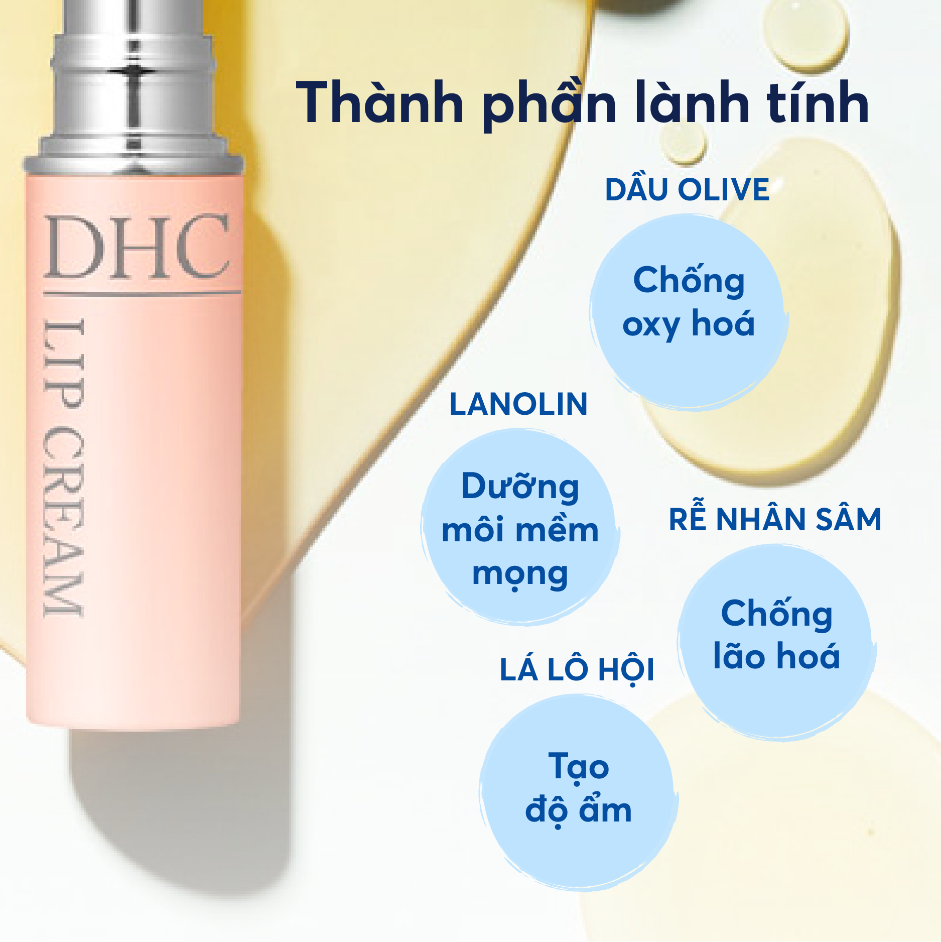 Son dưỡng môi mềm mọng DHC Lip Cream Nhật dưỡng môi khô, làm mặt nạ ngủ cho môi và son lót - OZ Slim Store