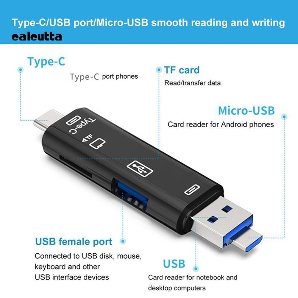 ★DC★5 in 1 USB 3.0 Type-C Micro OTG TF Micro Security Digital Card Reader Adapter