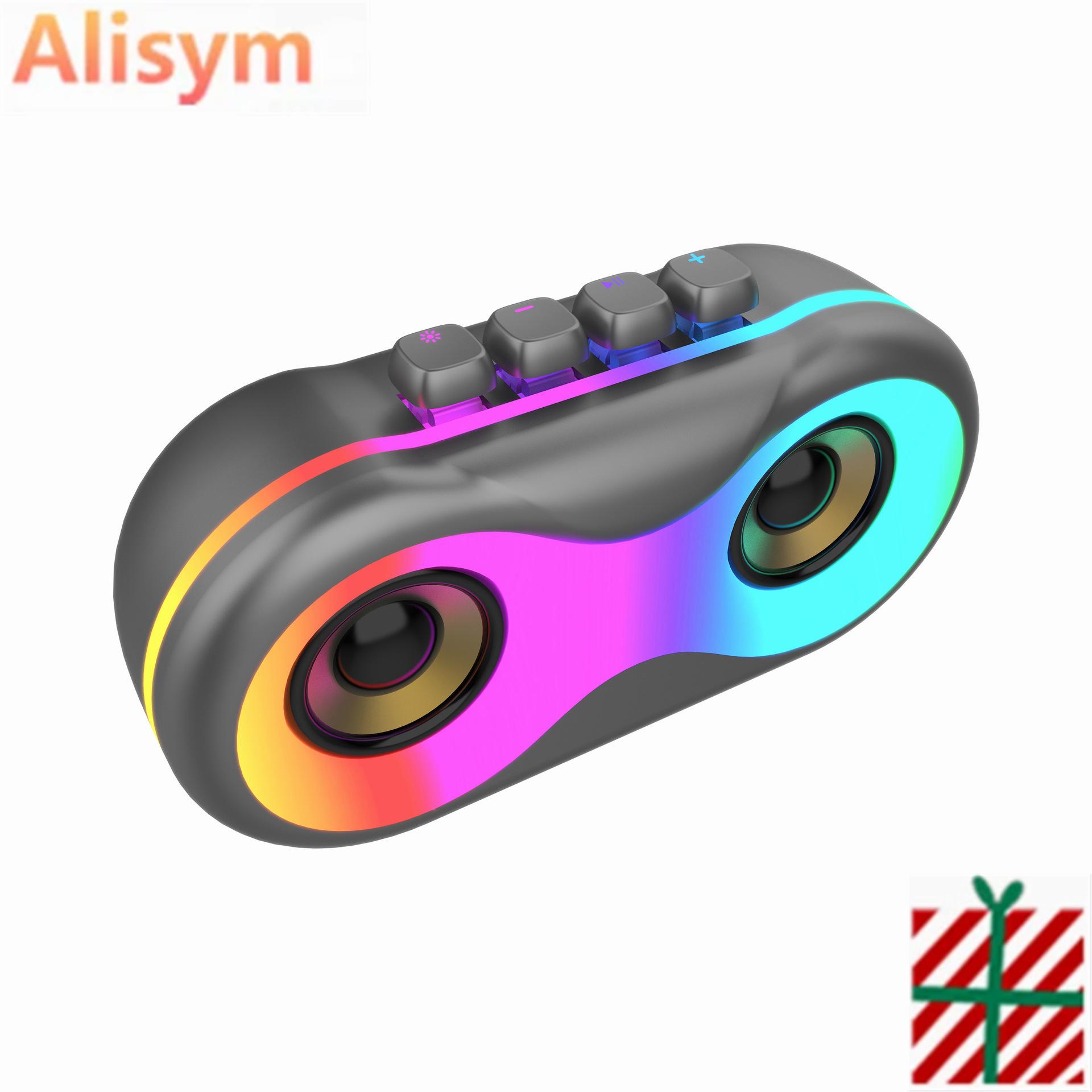 Loa Bluetooth 5.3 Đèn màu RGB Loa bao quanh Loa gia đình Loa siêu trầm đôi còi 14W di động với Loa siêu trầm TF AUX USB Màu sắc: Bạc