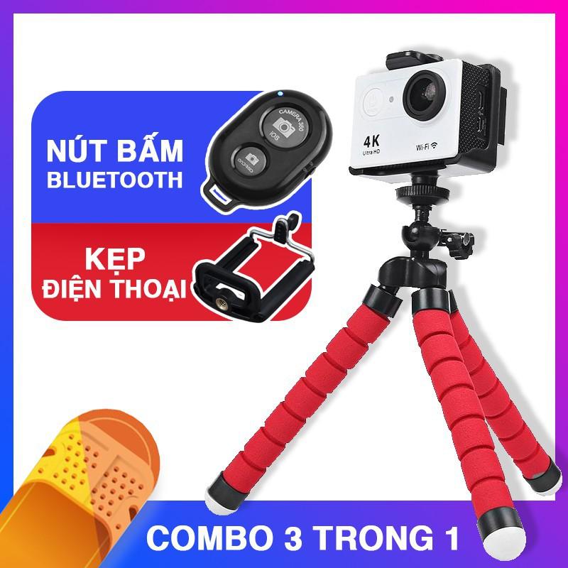 Combo Giá đỡ chụp ảnh điện thoại bạch tuộc + Remote chụp hình tự sướng Bluetooth + Kẹp điện thoại  Gmã KO