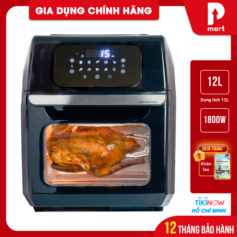 Lò Chiên Không Khí 12 Lít Lock&Lock EJF696BLK (Kèm Quà Tặng)  - Hàng Chính Hãng