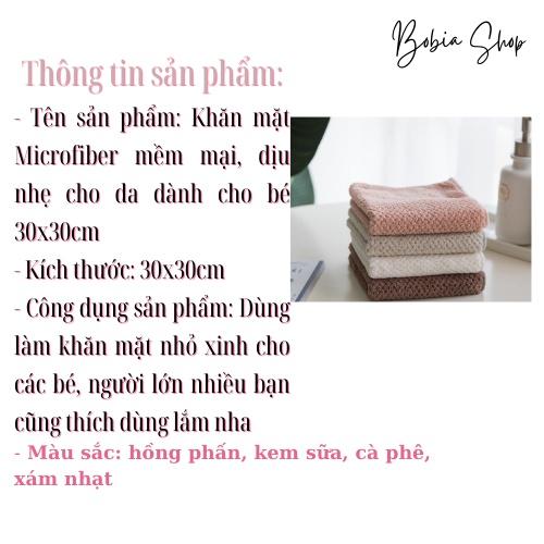 Khăn mặt sợi Microfiber cao cấp mềm mịn, bông xốp thấm hút số 1 kích thước 30x30cm Bobia