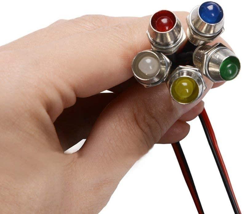 Chỉ báo bóng đèn LED 5 PCS, đèn LED đèn tín hiệu 12V 8 mm