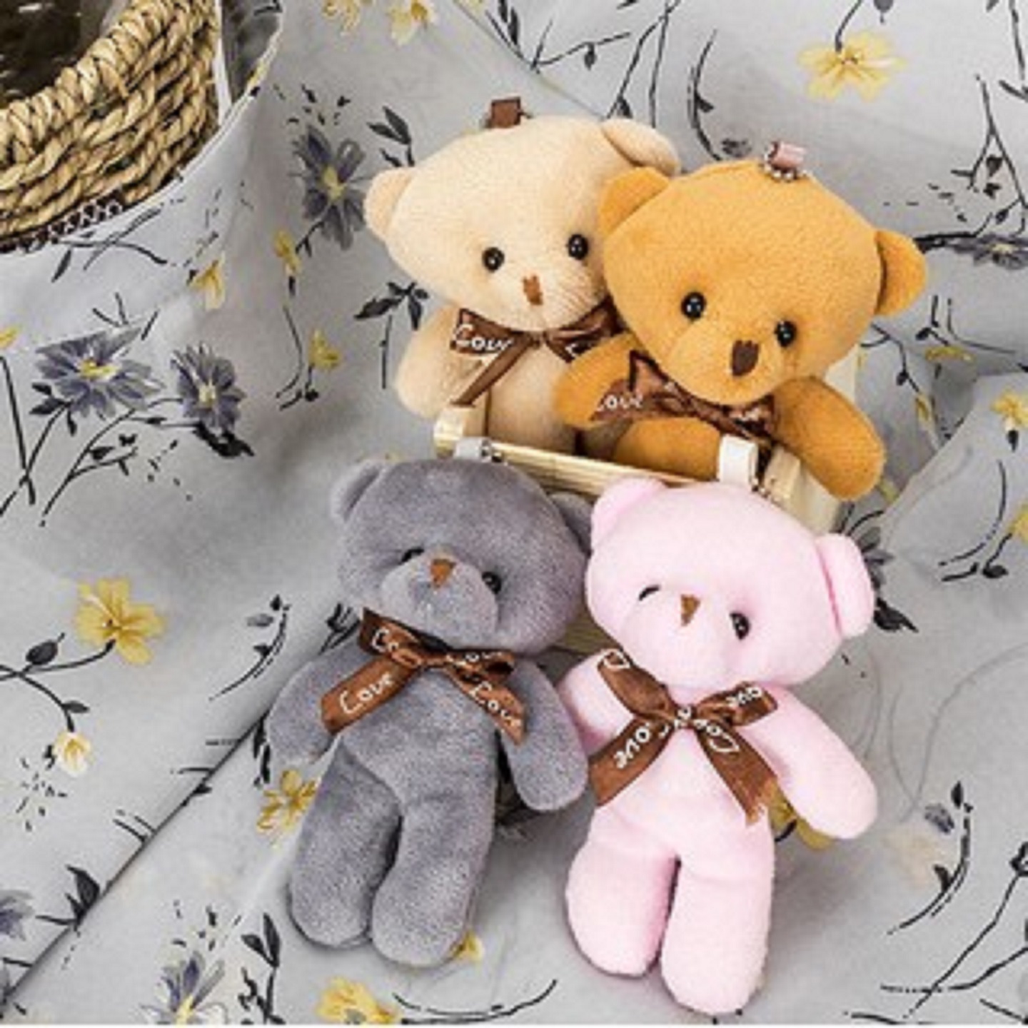 Móc khóa gấu Teddy nhồi bông dễ thương - màu ngẫu nhiên