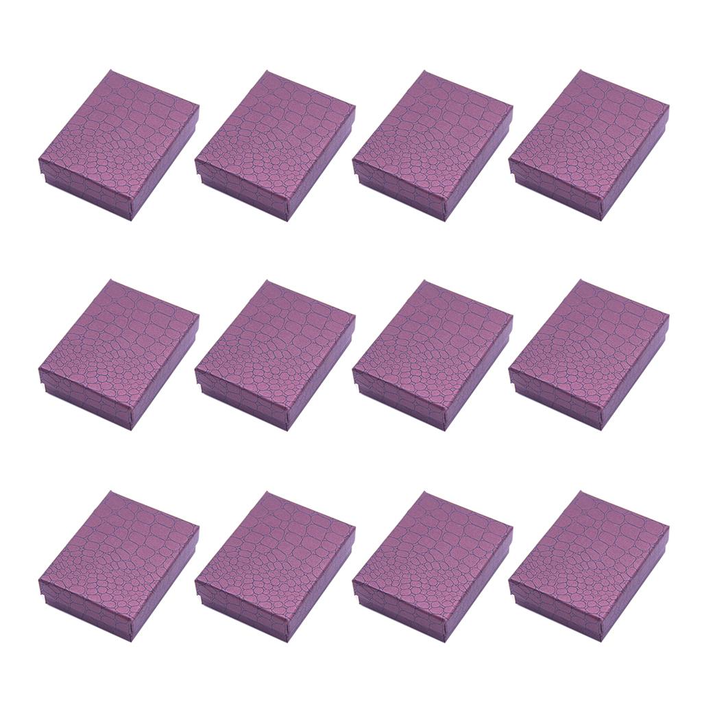 12pcs Cardboard Jewelry Box w/ Sponge Rings Box Square Gift Box Purple