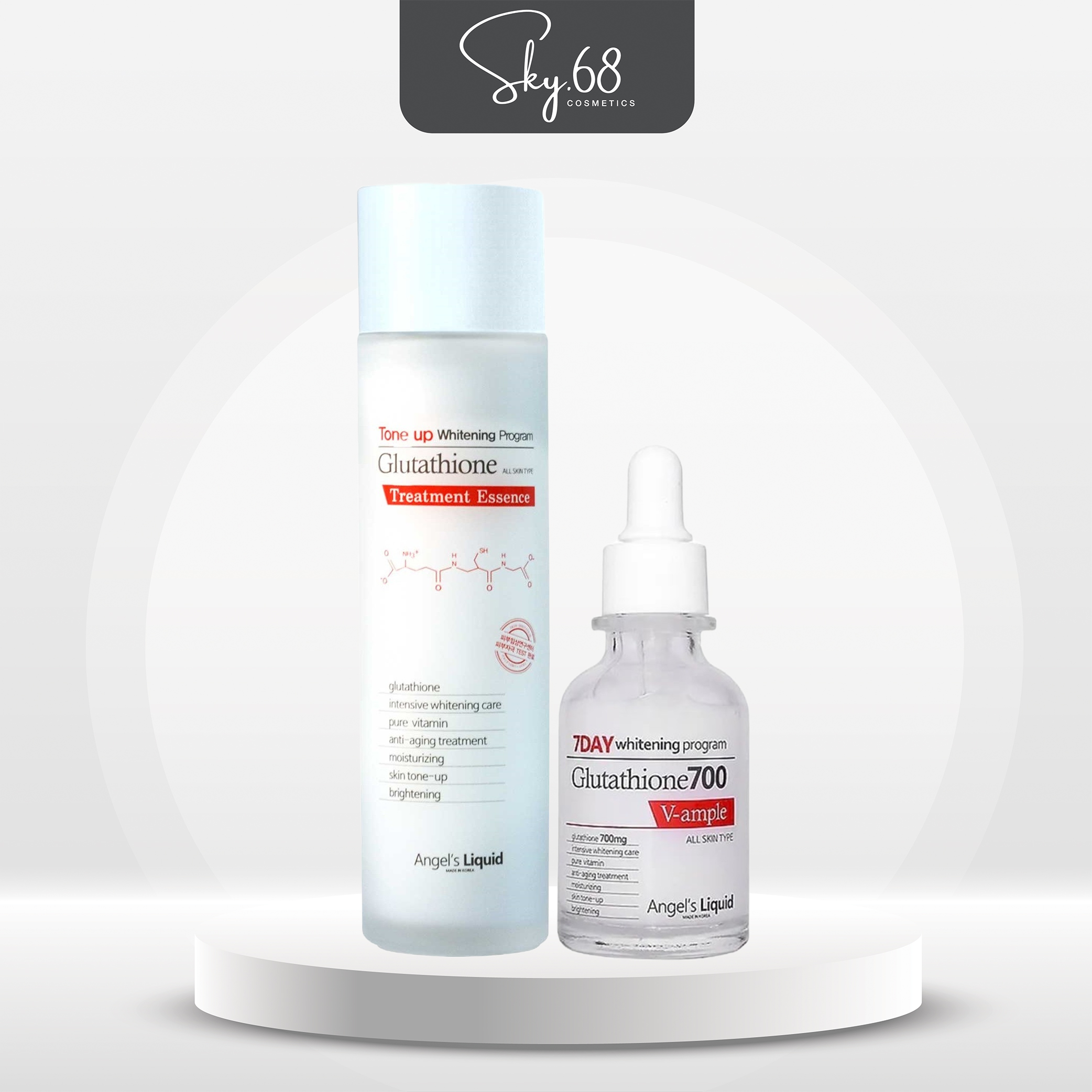 Combo Dưỡng Trắng Da Angel's Liquid 7DAY Whitening Program Glutathione 700V (Toner 150ml, Serum 50ml)