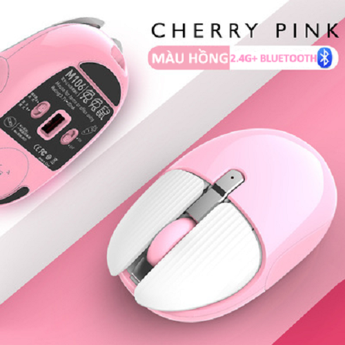 Chuột không dây M106 kết nối bằng Bluetooth và chip 2.4G siêu tiết kiệm pin, màu sắc cá tính thiết kế nhỏ gọn - Hàng Chính Hãng