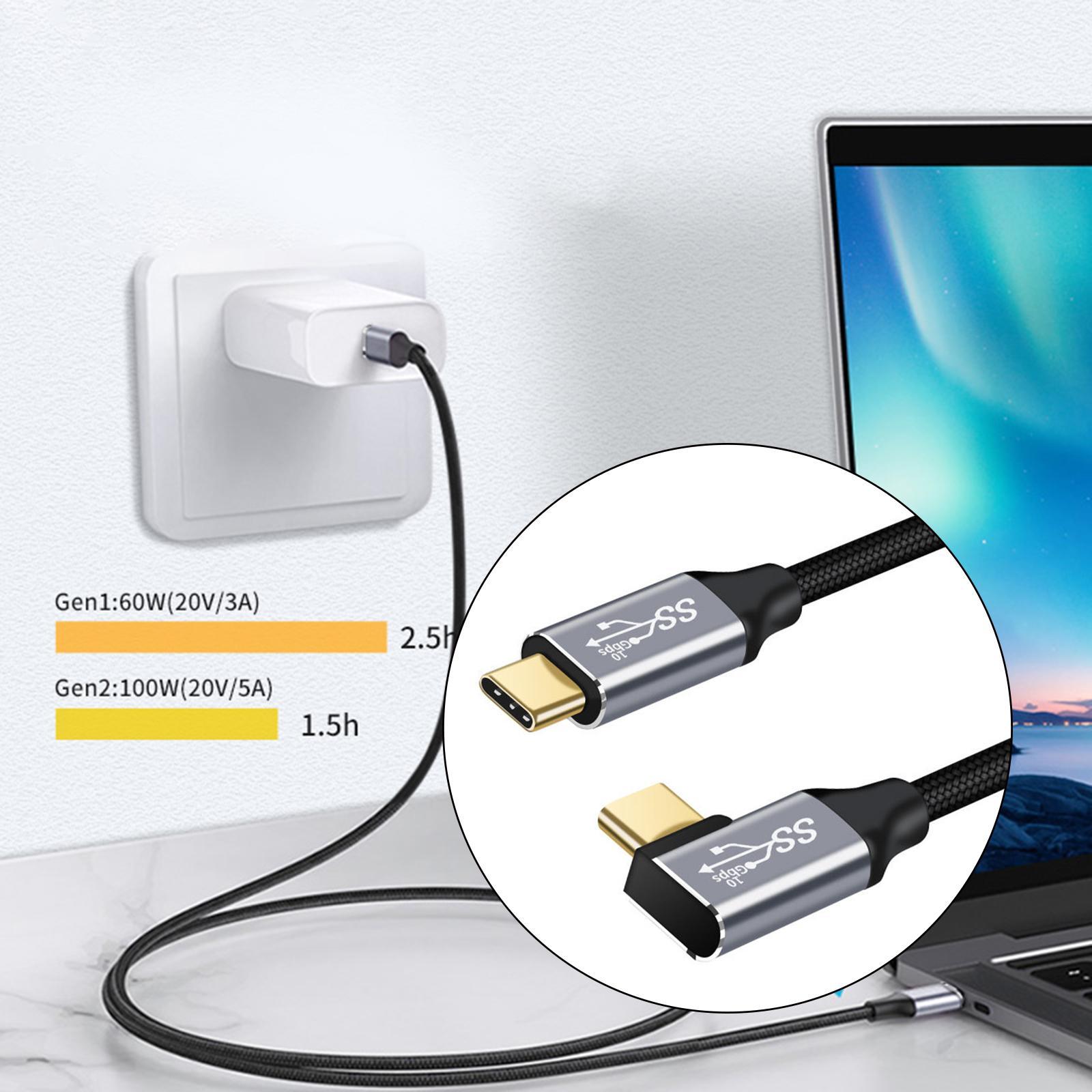 USB C Extension Cable 90 Degree Angled 100W USB 3.1 for Laptops Computer
