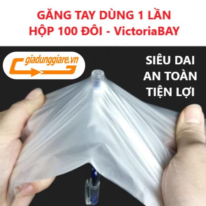 ( Hộp 100 cái ) Găng tay VictoriaBay găng tay cao su làm bếp vệ sinh siêu dai chất liệu TPE không mùi (Đủ SIZE : L-M-S)