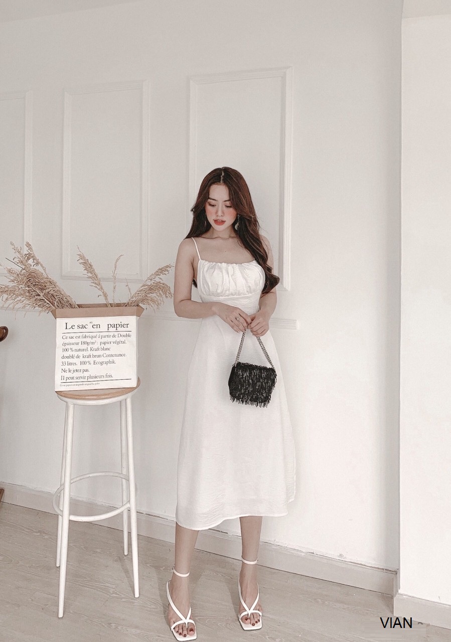 Đầm maxi 2 dây thiết kế Vian dress - váy maxi đan dây lưng - đầm dự tiệc