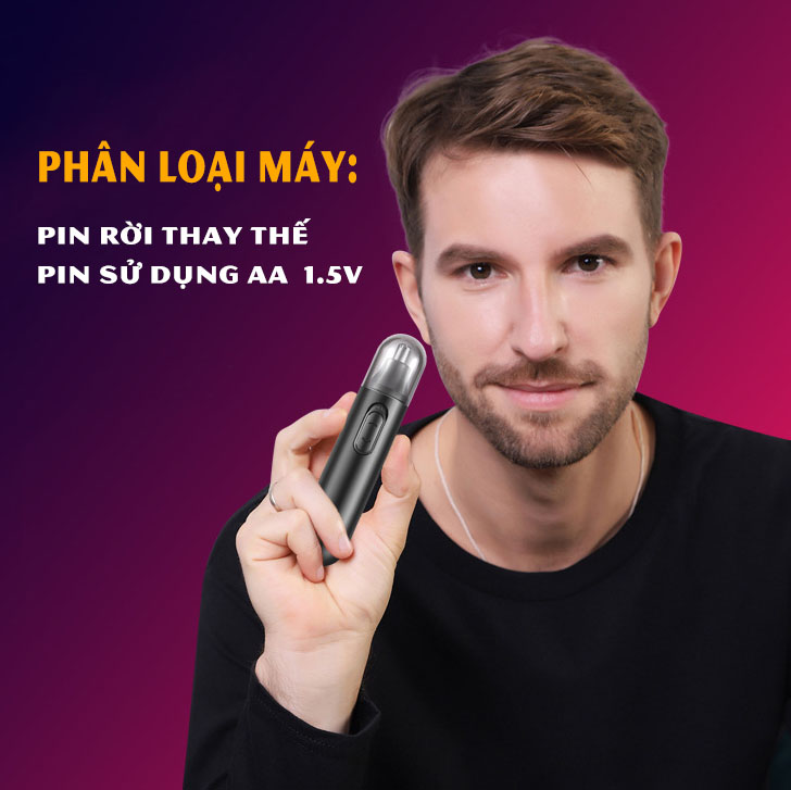 Máy tỉa lông mũi mini sạc pin mới cổng type-c, thiết kế dạng pin rời tháo lắp, cạo sạch mọi góc gách