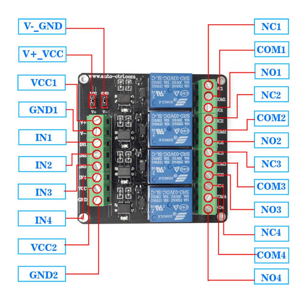 Professional DC3V 4-Channel Relay Module With Optocoupler Isolation