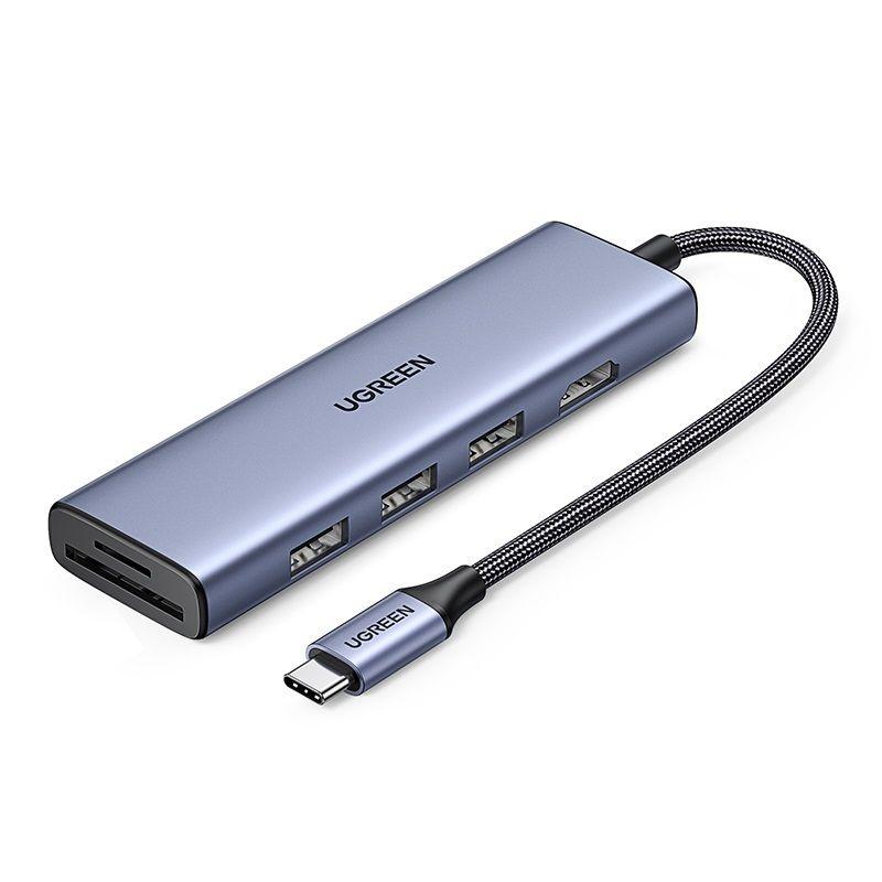 Ugreen UG25124CM511TK USB type C sang 1 x HDMI 4K30Hz + 3 x USB3.0 + TF + SD Bộ chuyển 6in1 - HÀNG CHÍNH HÃNG