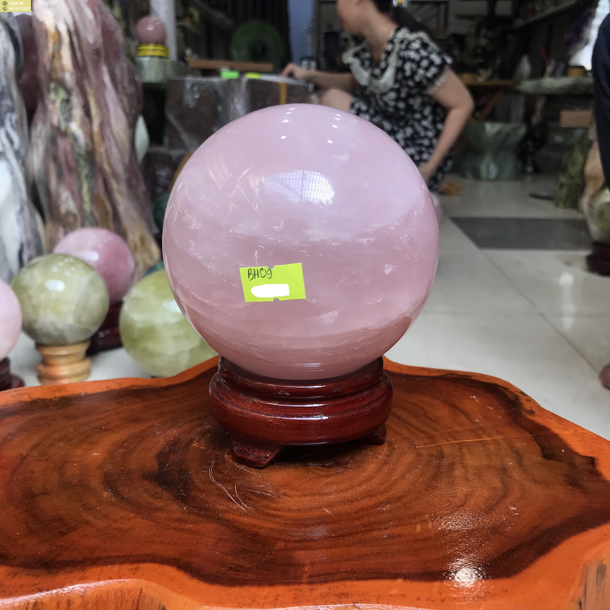 BI THẠCH ANH HỒNG KL1,7KG, ĐK 10,4CM (BH09)