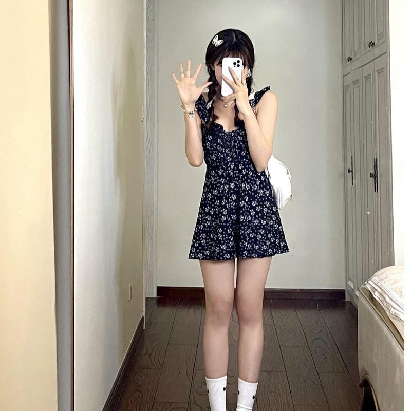 Đầm Ngắn Hai Dây Hoa Nhí Ulzzang Mùa Hè Xinh Xắn