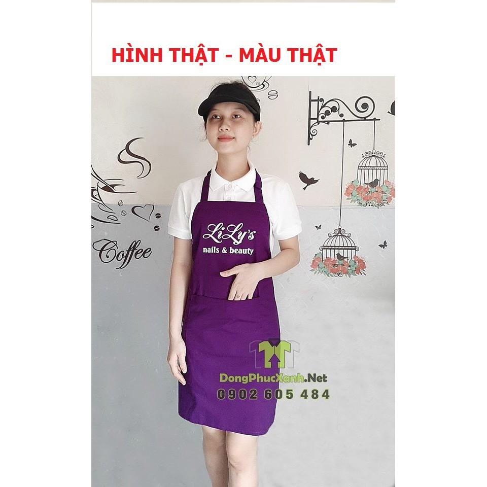 Tạp Dề Yếm Trơn Phục Vụ Màu Tím Hàng Cao Cấp