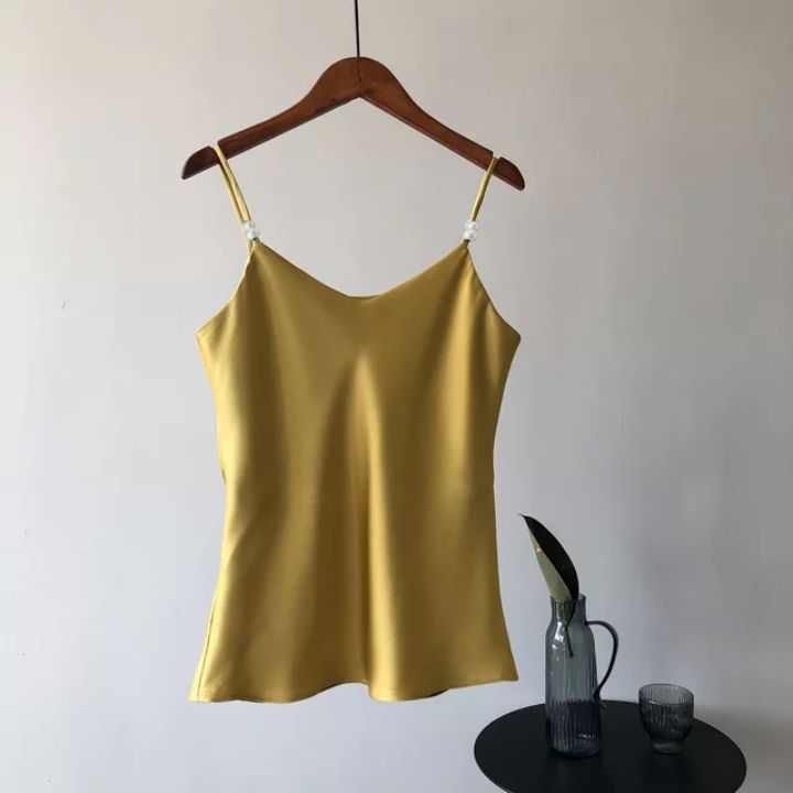 Áo 2 Dây Nữ New Design Đính Ngọc Trai Mẫu Mới, Lụa Satin Mịn Mát, Phong Cách Vintage Trẻ Trung, Áo Có Nhiều Màu Và Đủ Size AO0004