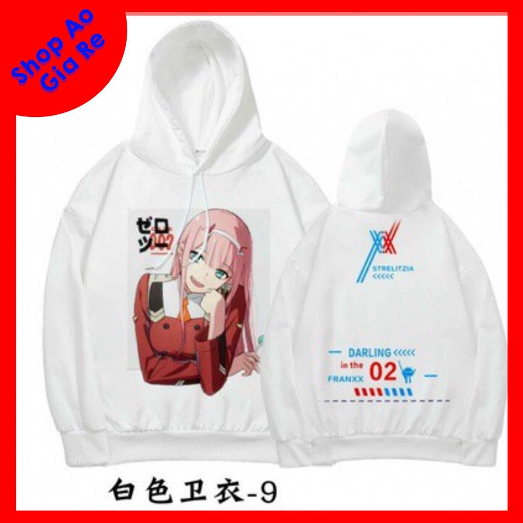 BST Áo Hoodie Trắng in hình anime Darling in The franxx mẫu in nhân vật Zero Tow - 2