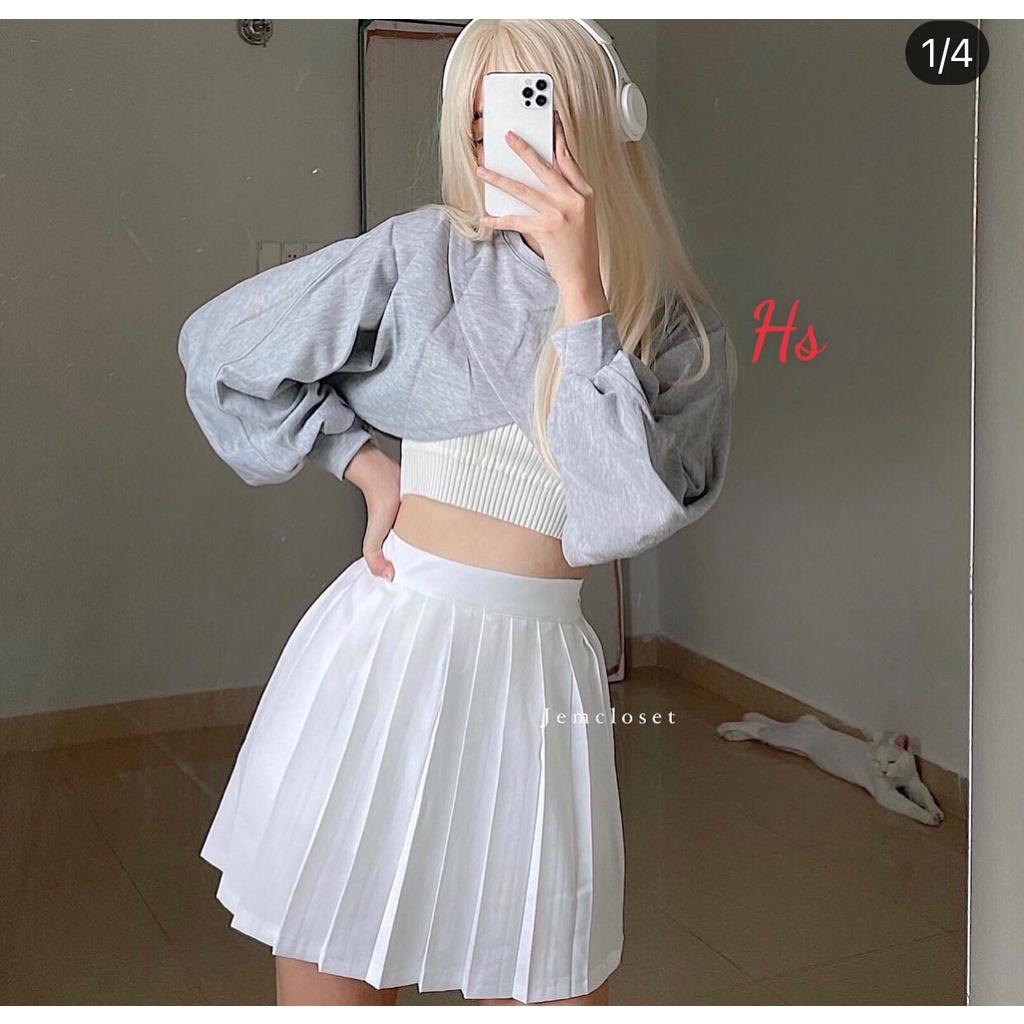 Set Croptop Dài Tay Kèm Áo Bra Logo Ngực Bộ Áo Crt Nữ Dáng Rộng Kèm Áo Trong