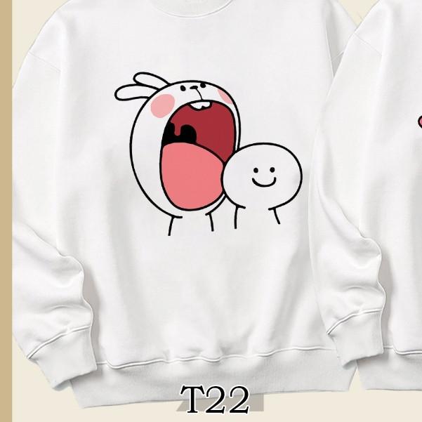 Áo Sweater cặp đôi thỏ trắng dễ thương Mr.Buffalo - T23 Đen, T23 Đen