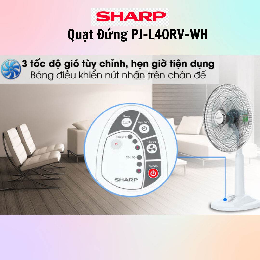 Quạt lửng Sharp PJ-L40RV-LG/WH/DG  - Sản xuất tại Việt Nam - Hàng Chính Hãng