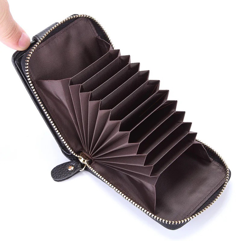 Ví nam Nữ da bò cao cấp phong cách mới, Bóp Da Nam Nữ chống từ tính RFID, Nhiều ngăn đựng thẻ tín dụng