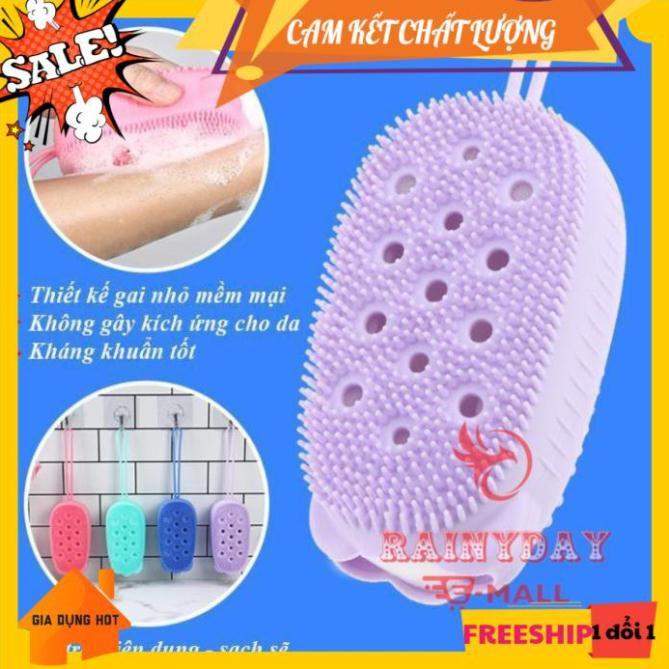 Bông tắm silicon tạo bọt kỳ ghét cọ chà lưng tẩy tế bào da chết có dây treo