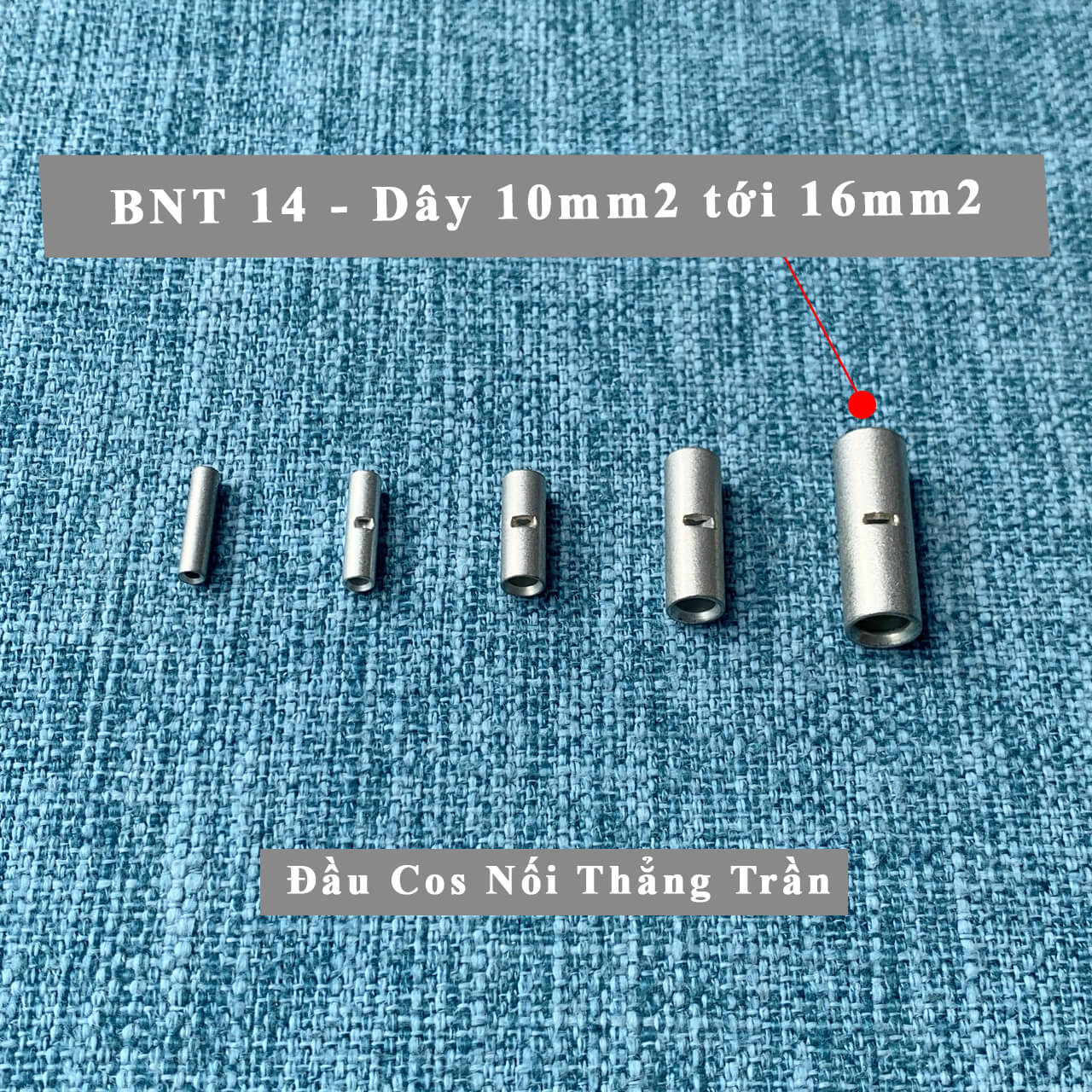 (10 cái) Đầu cos nối thẳng BNT14 - Đầu cos nối dây điện thẳng loại trần - Dùng cho dây 10mm2 tới 16mm2