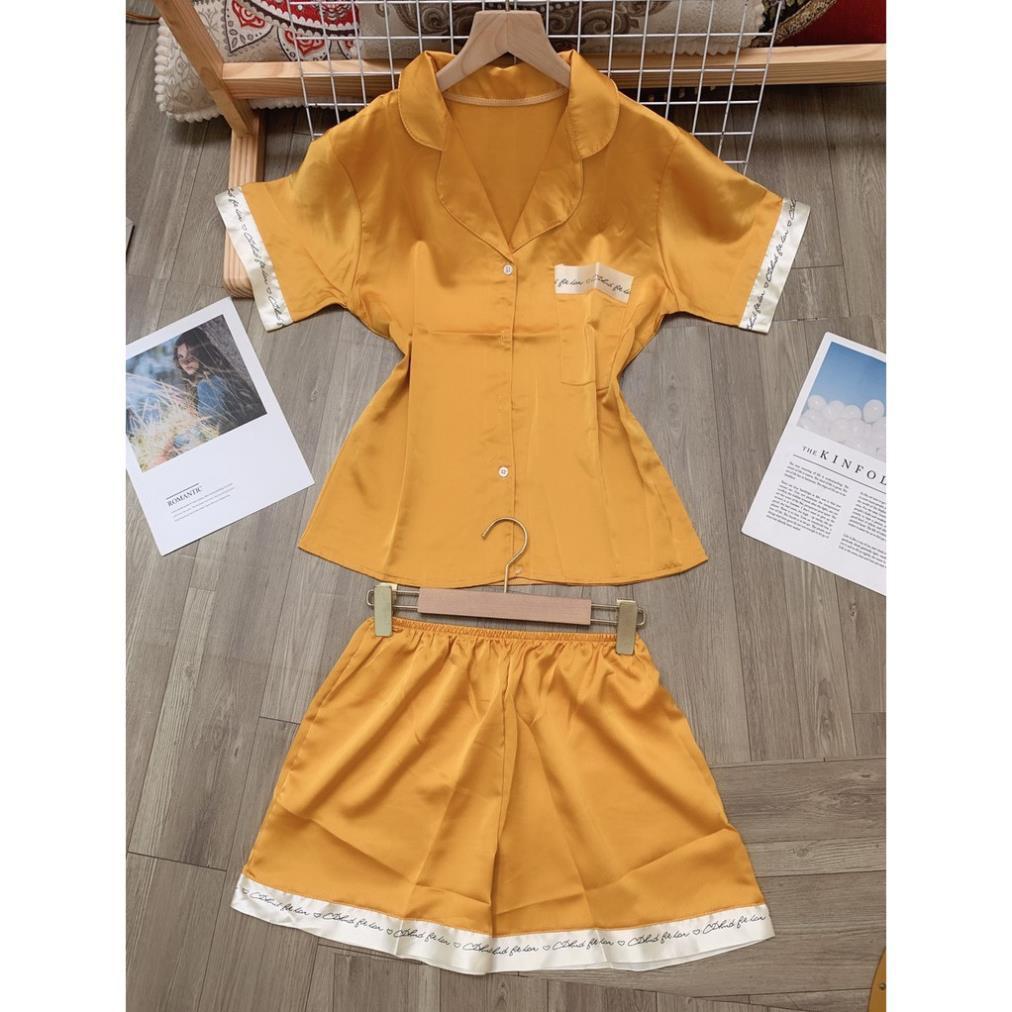 Bộ pijama mặc nhà quần cộc áo cộc chất liệu lụa satin cao cấp - P1