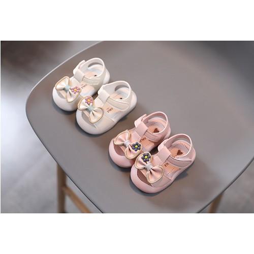 Quảng châu loại 1_Sandal nơ tập đi siêu xinh bé gái đế mềm chống trượt chống vấp 0-2 tuổi