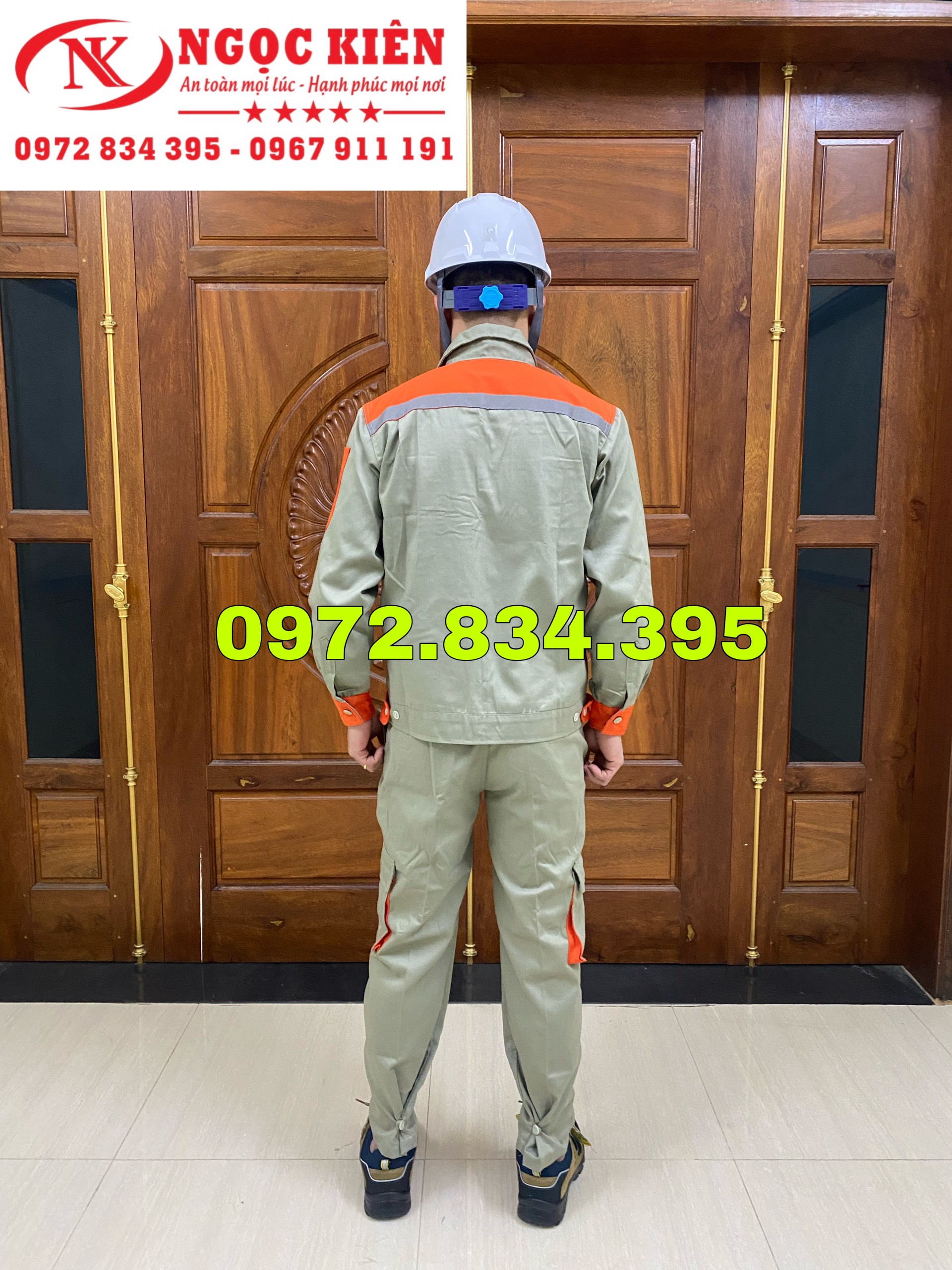 BỘ QUẦN ÁO BẢO HỘ PHA MÀU VẢI KAKI