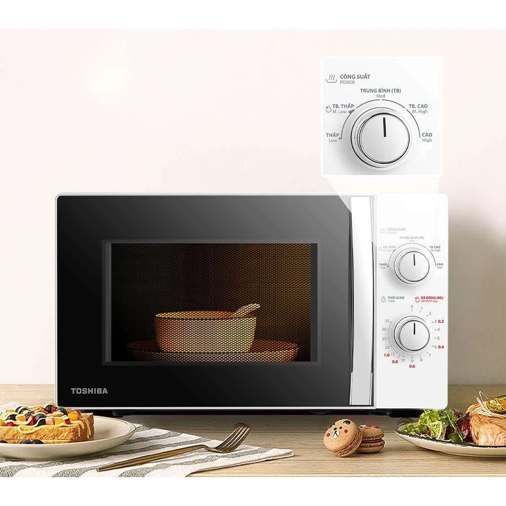 Lò Vi Sóng Toshiba MW2-MM20P, 20Lit - 700w, Núm Cơ Dễ Sử Dụng, Hàng Chính Hãng