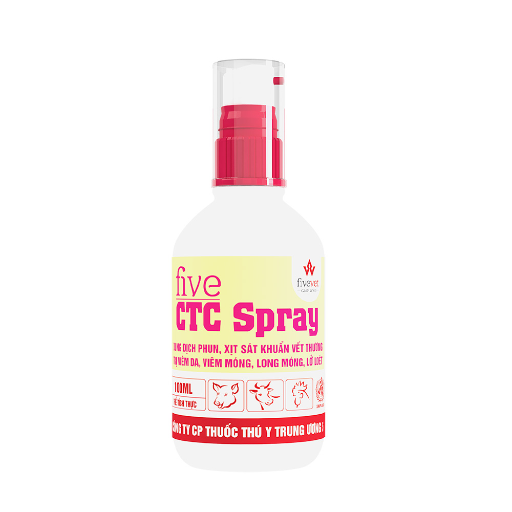 Dung dịch phun xịt Five CTC Spray dung dịch phun, xịt sát khuẩn vết thương trị viêm da, viêm móng, lỡ loét