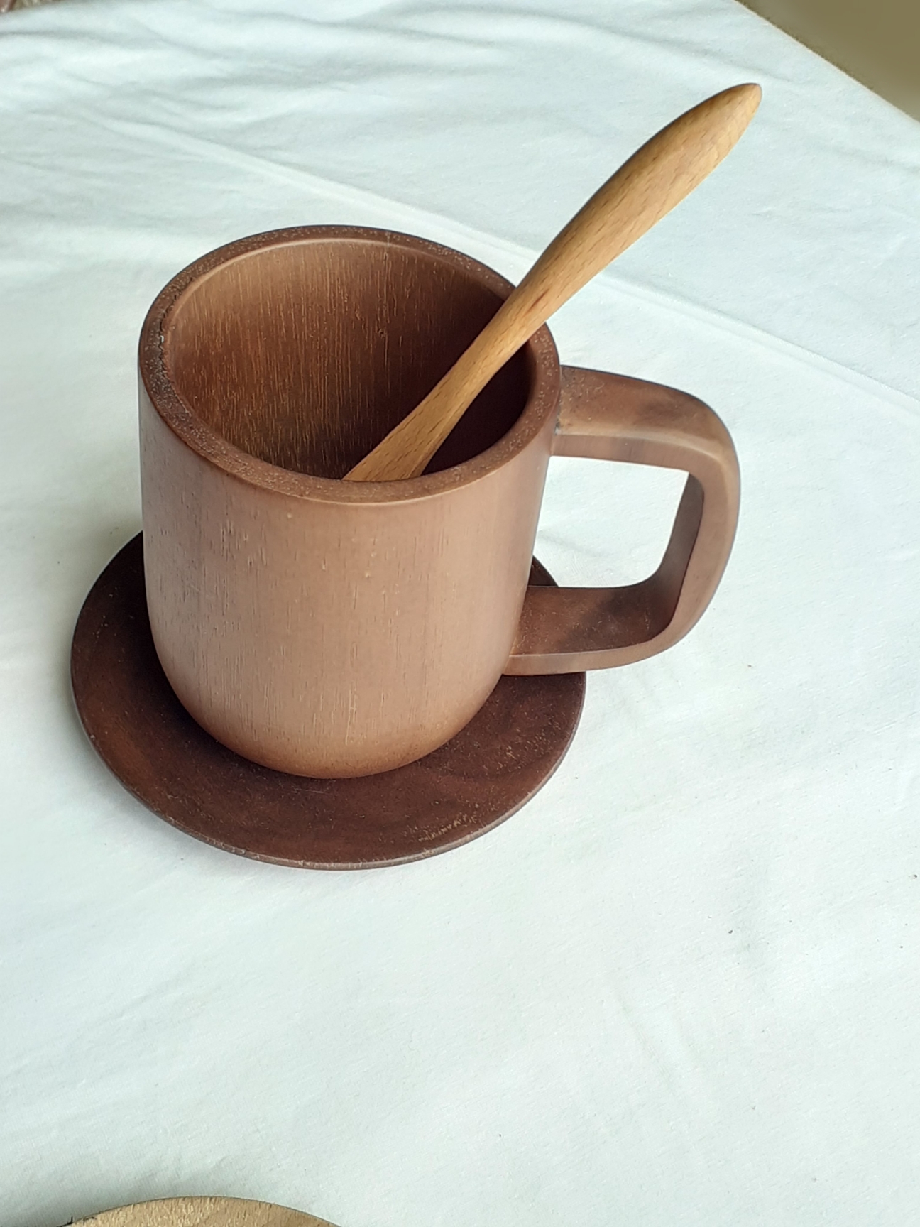 Bộ 6 thìa muỗng cà phê, sinh tố GỖ ĐÀO nhỏ màu sáng 15cmx2cm