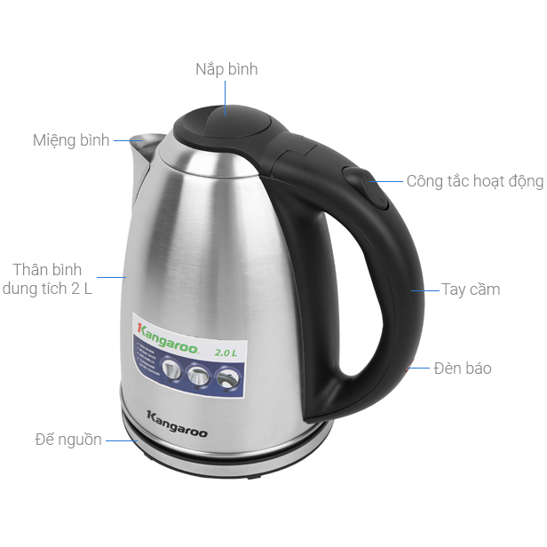 Bình Đun Siêu Tốc Kangaroo KG20SK3 (2.0 Lít) - Hàng Chính Hãng