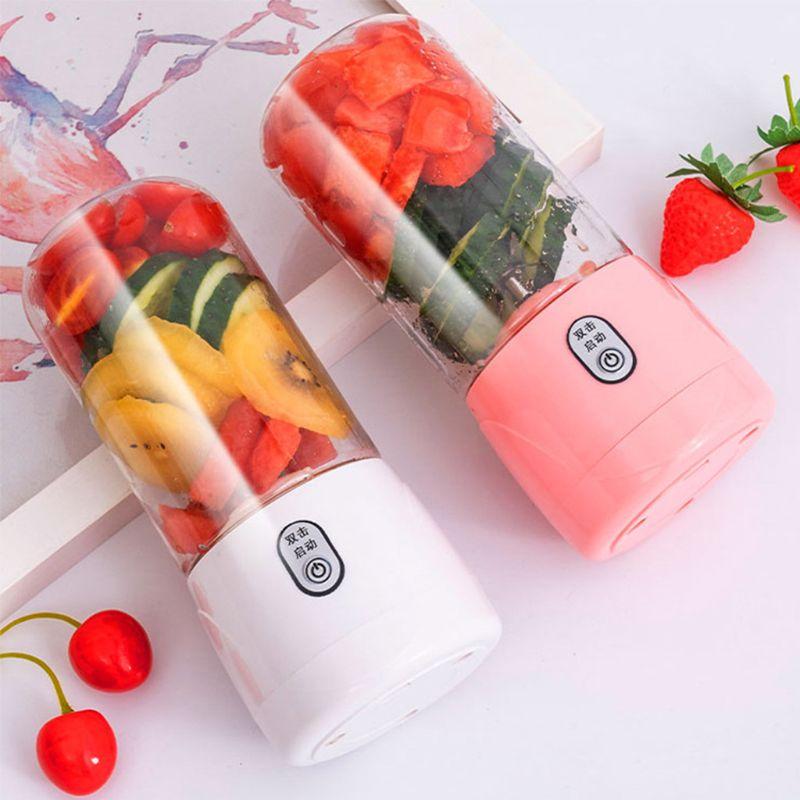Mini Cá Nhân Kích Thước Máy Xay Sinh Tố Lắc Và Sinh Tố Mini Jucier Cốc Sạc USB Với 4 Lưỡi Dao, Hồng/Trắng