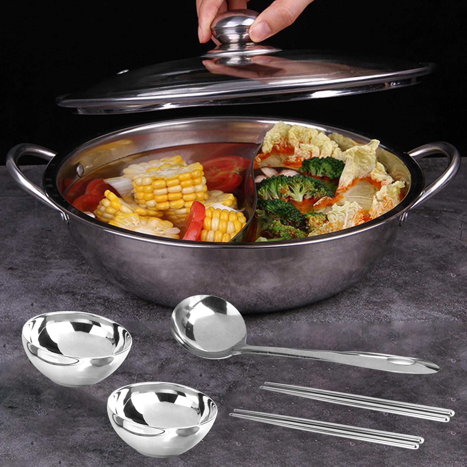 Hot Pot Pan Cooker Cooking Pot Two Flavor Soup Pot Cookware Professional Dual Sided Soup Stockpot for Restaurant Household