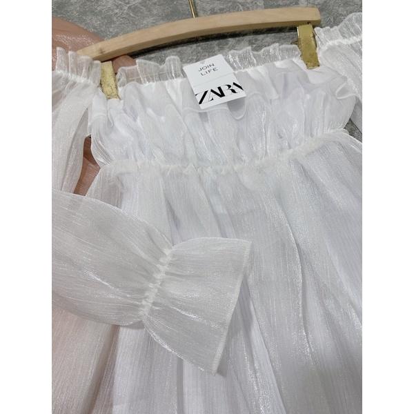 Áo trễ vai babydoll nữ bánh bèo tay phồng kiểu cổ bèo tiểu thư HIJUNE AK01